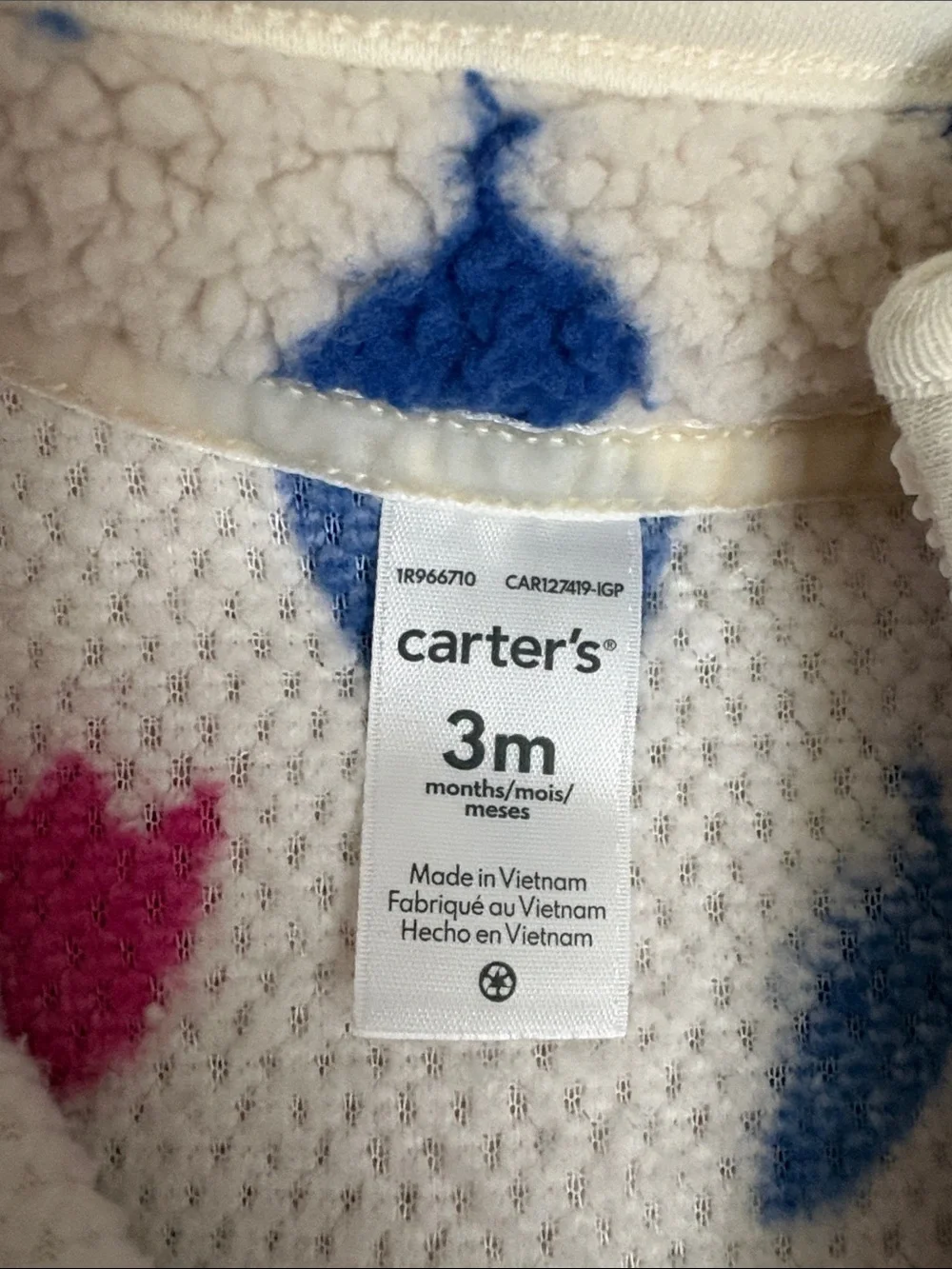 Carter's Cream Sherpa One-Piece with Pink & Blue Tulips